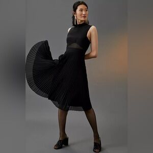 NWT Anthropologie Letmebe Mock Neck Black Midi Dress